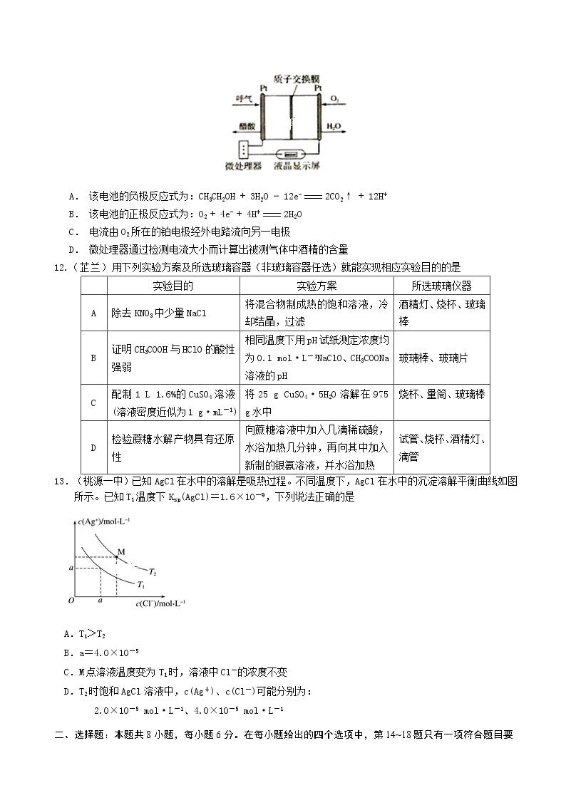 2020届湖南省常德市高三高考模拟考试（二）理综试题03