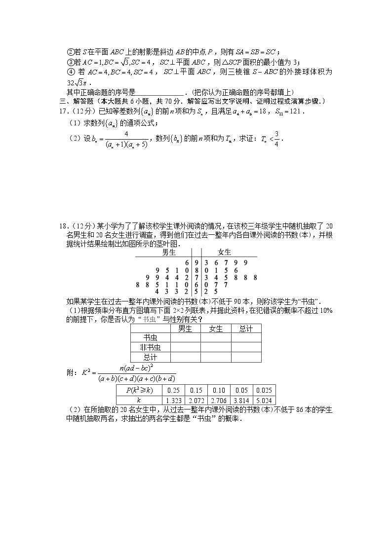 山西省临汾市2020届高三下学期模拟考试（3）数学（文）03