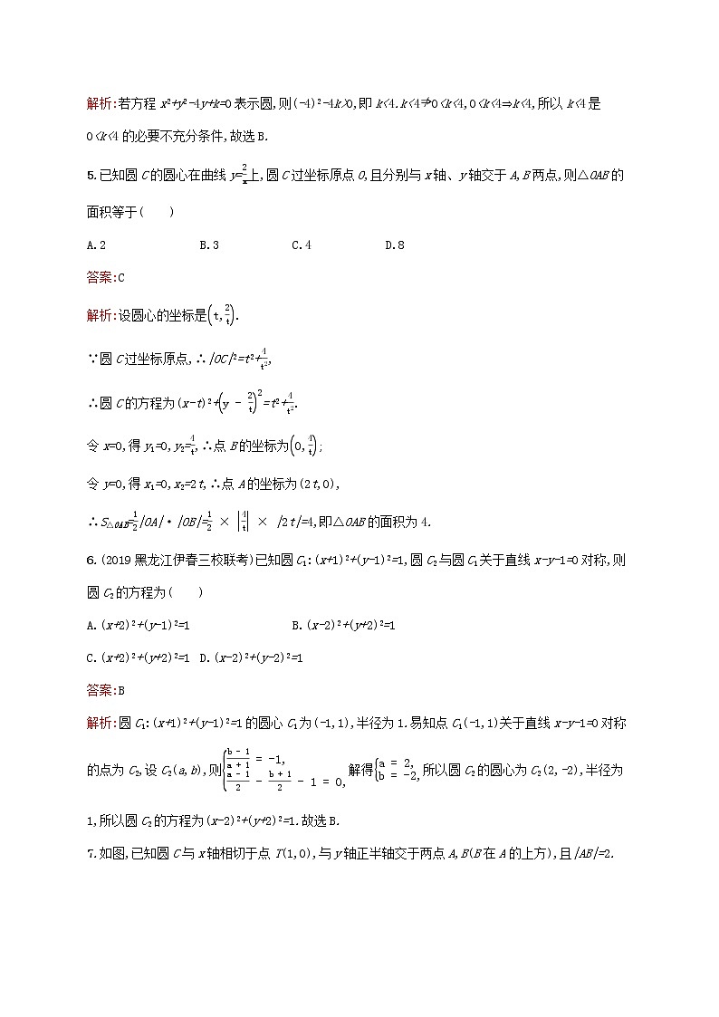 2021高考数学大一轮复习考点规范练47圆的方程理新人教A版02