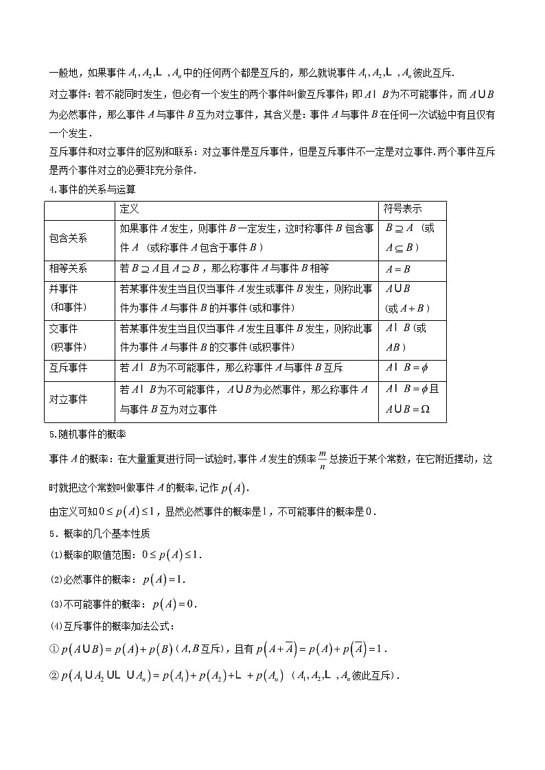 2019届二轮复习随机事件的概率与古典概型学案(全国通用)02