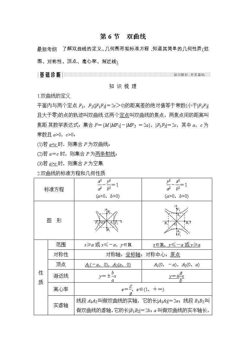 2019届二轮复习第九章第6节 双曲线学案(全国通用)01
