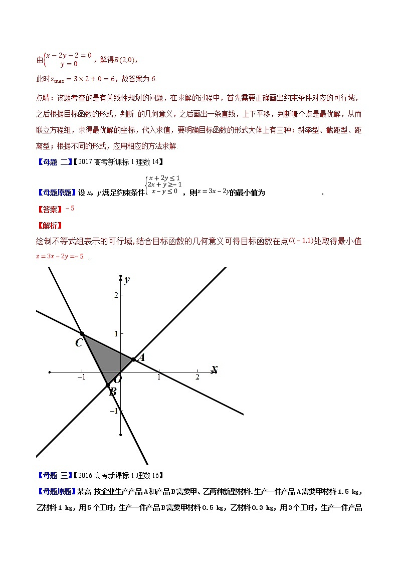 2019届二轮复习(理)线性规划学案(全国通用)第2页