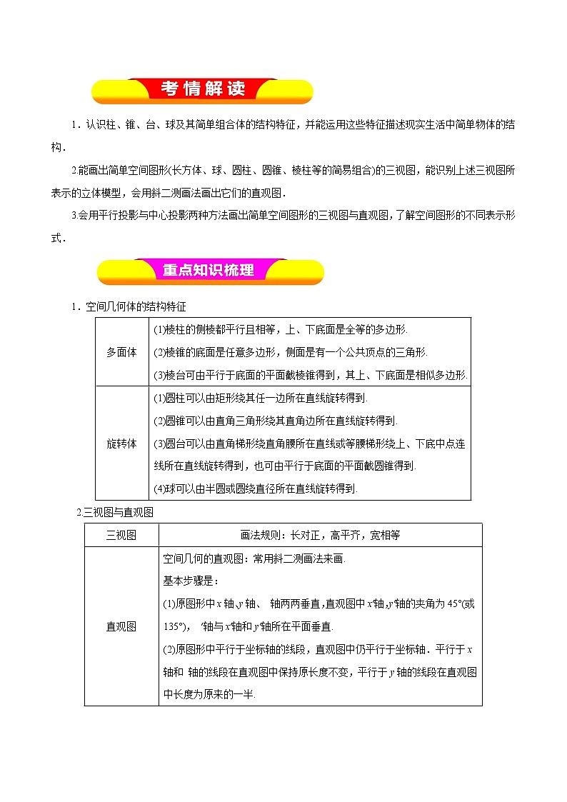 2019届二轮复习(理)专题34空间几何体的结构及其三视图和直观图学案(全国通用)01