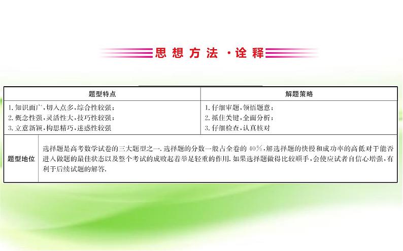 2019届二轮复习解选择题的6种方法课件(52张)(全国通用)01
