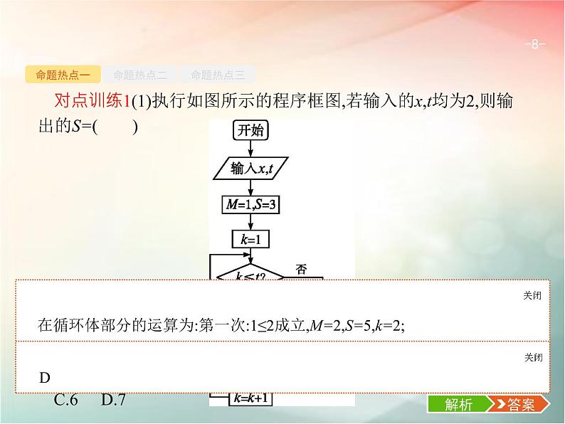 2019届二轮复习(理)专题一集合、逻辑用语等1.4算法与推理课件(27张)(全国通用)08