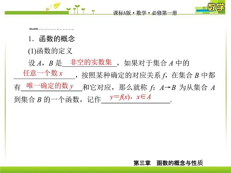 新人教A版必修第一册教学课件:3-1-1-1第1课时 函数的概念07