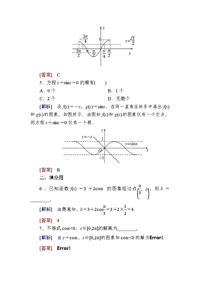 新人教A版必修第一册课后作业:43正弦函数、余弦函数的图象(含答案)03