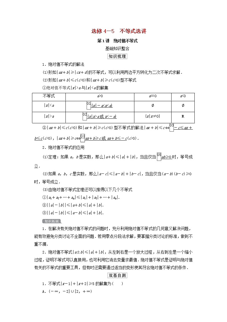 2021高考数学一轮复习统考选修4_5不等式选讲课件试题(打包6套)北师大版选修4_501