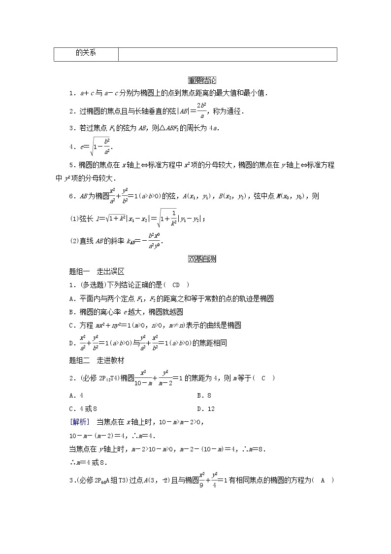 （山东专用）2021版高考数学一轮复习第八章解析几何第五讲椭圆学案（含解析）02