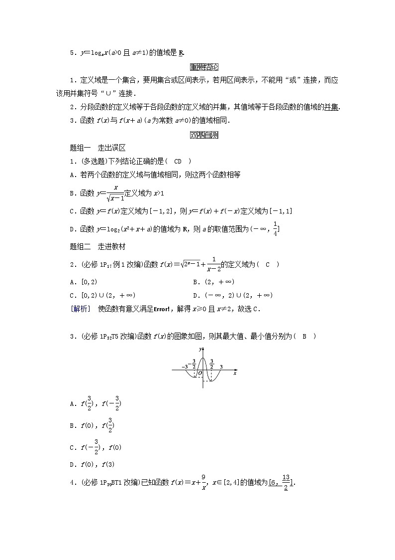 (山东专用)2021版高考数学一轮复习第二章函数、导数及其应用第二讲函数的定义域、值域学案(含解析)02