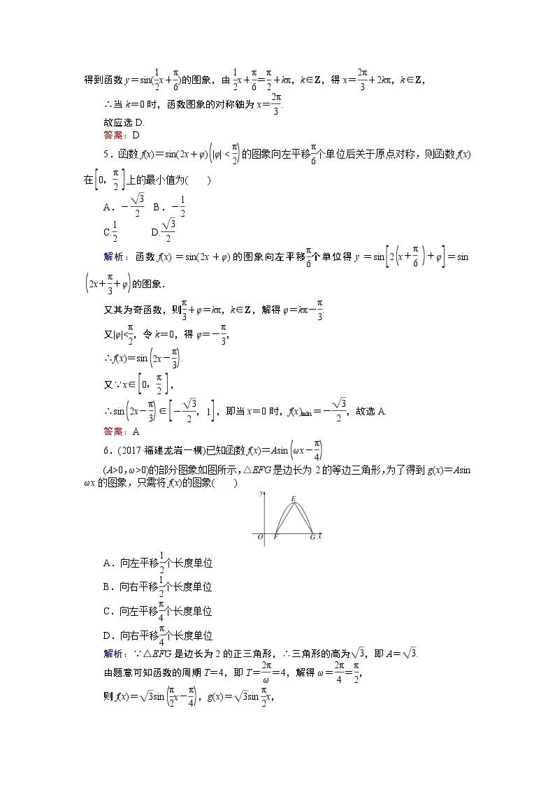 课时作业(二十) 函数y＝Asin(ωx＋φ)的图象及简单三角函数模型的应用 练习02