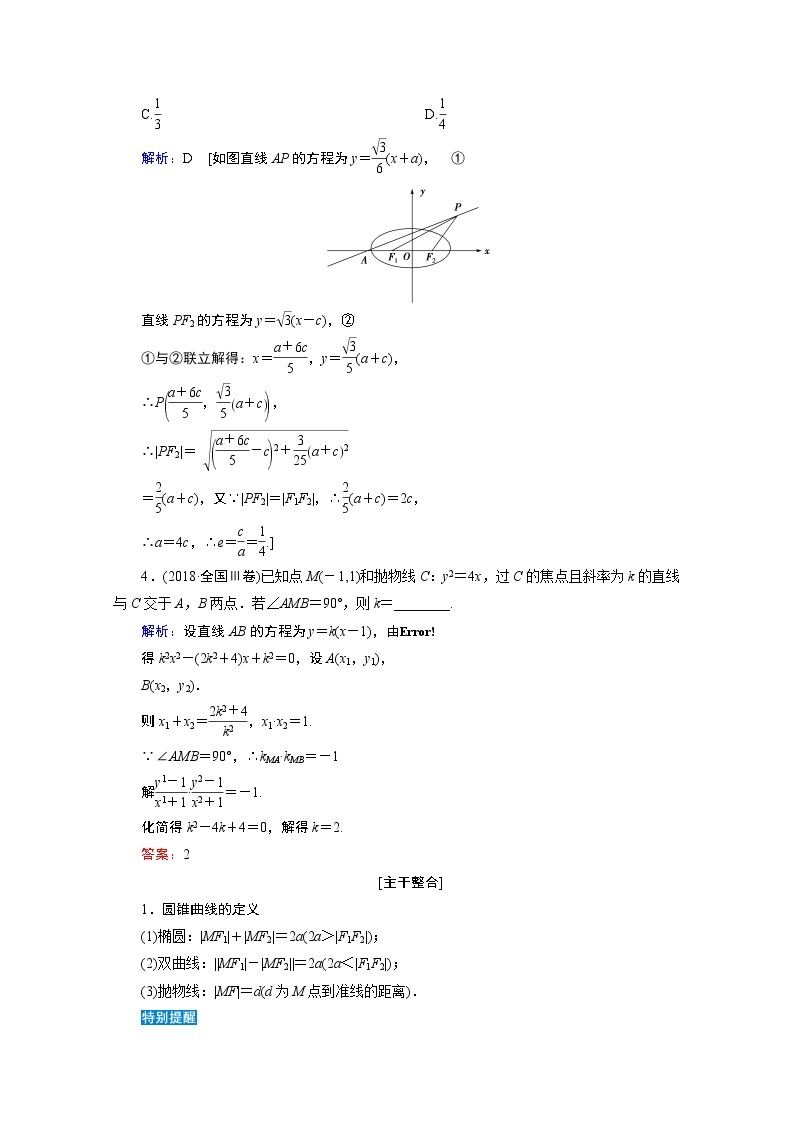 2020届高考数学二轮教师用书：层级二专题五第2讲　圆锥曲线的方程性质及与弦有关的问题02