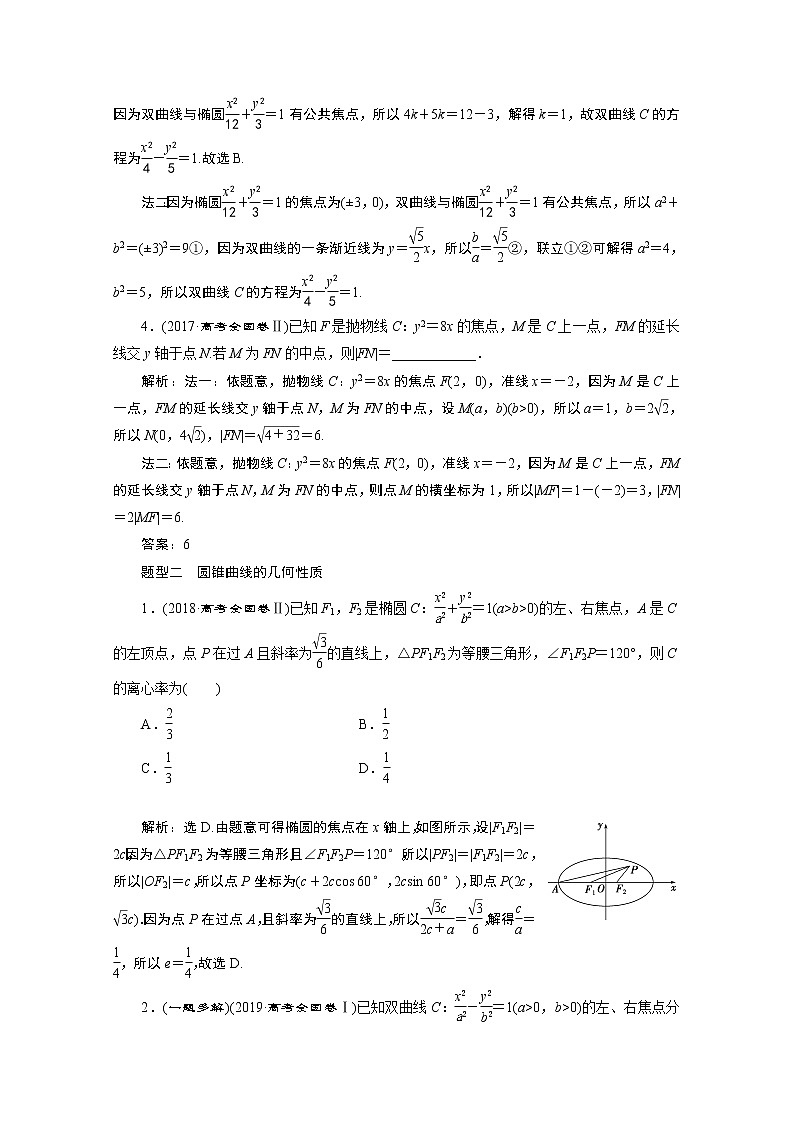 2020新课标高考数学二轮讲义:第二部分专题五第2讲 圆锥曲线的定义、方程与性质02
