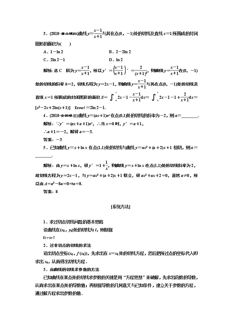 2019版二轮复习数学(理·重点生)通用版讲义:第一部分专题三导数的几何意义及简单应用第3页