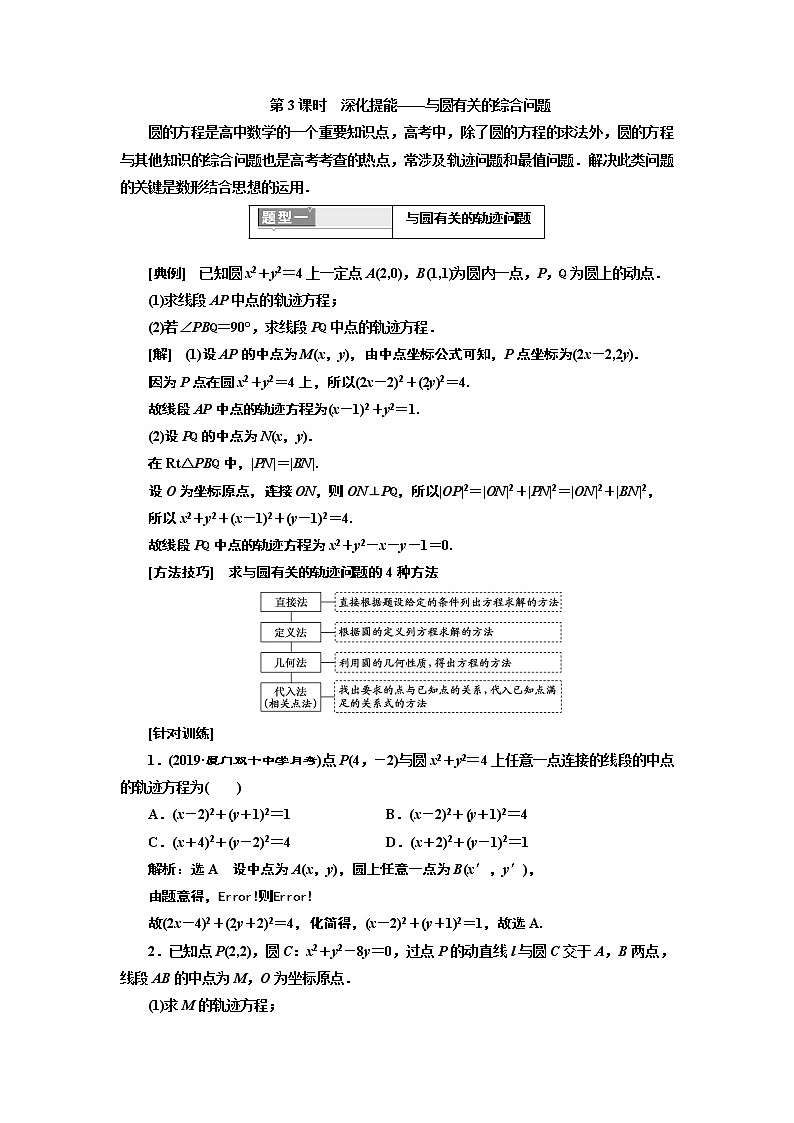2020版高考新创新一轮复习数学新课改省份专用讲义:第八章第二节 第3课时 深化提能——与圆有关的综合问题01
