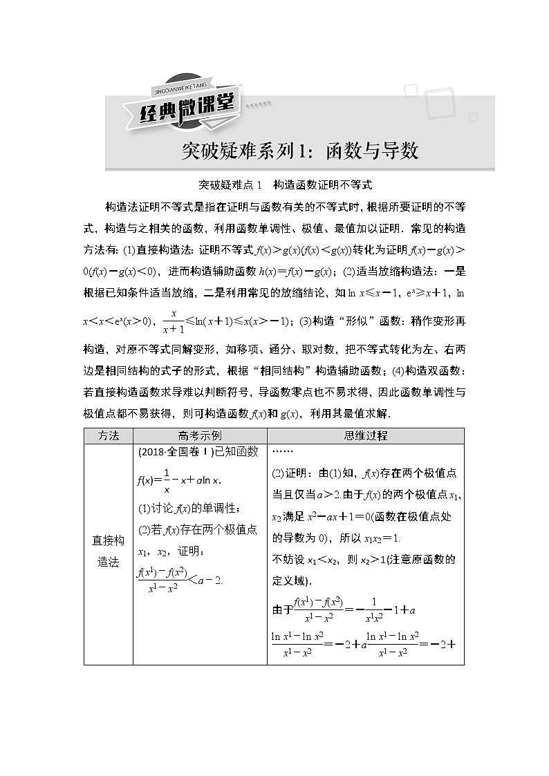 2021高三数学北师大版(理)一轮教师用书:第3章经典微课堂突破疑难点列1:函数与导数第1页