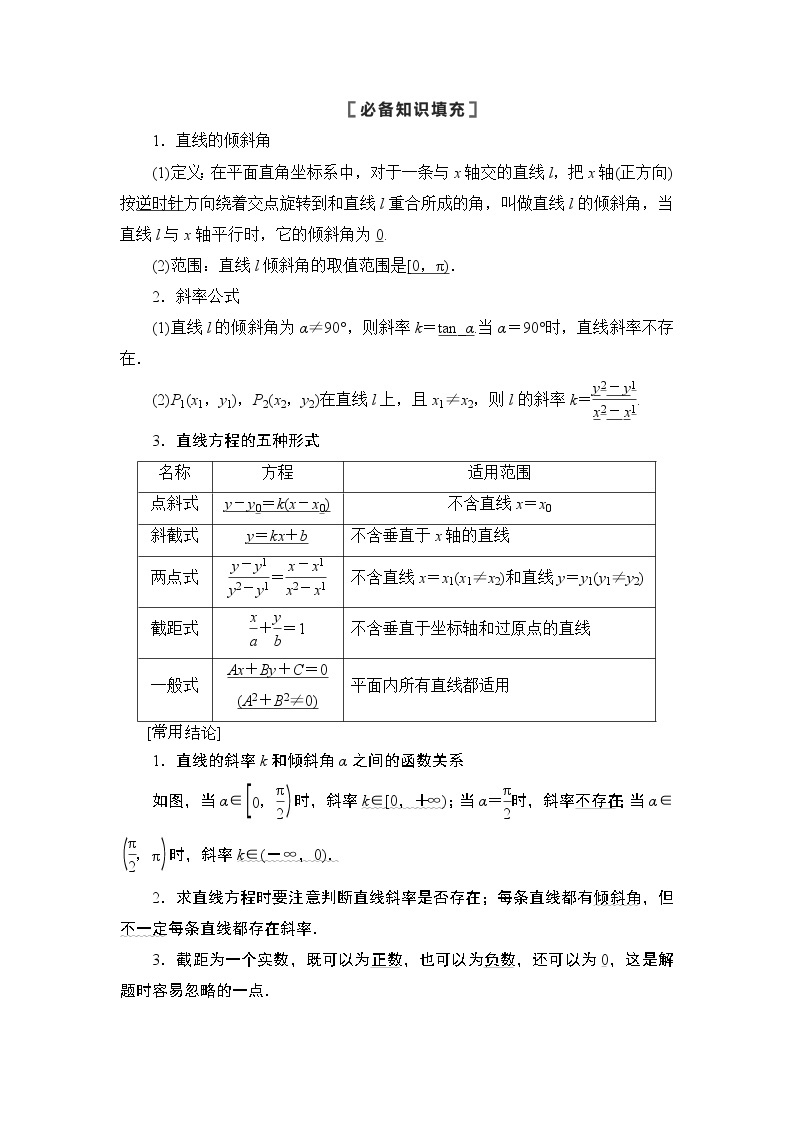 2021高三数学北师大版（理）一轮教师用书：第9章第1节直线的倾斜角与斜率、直线的方程02