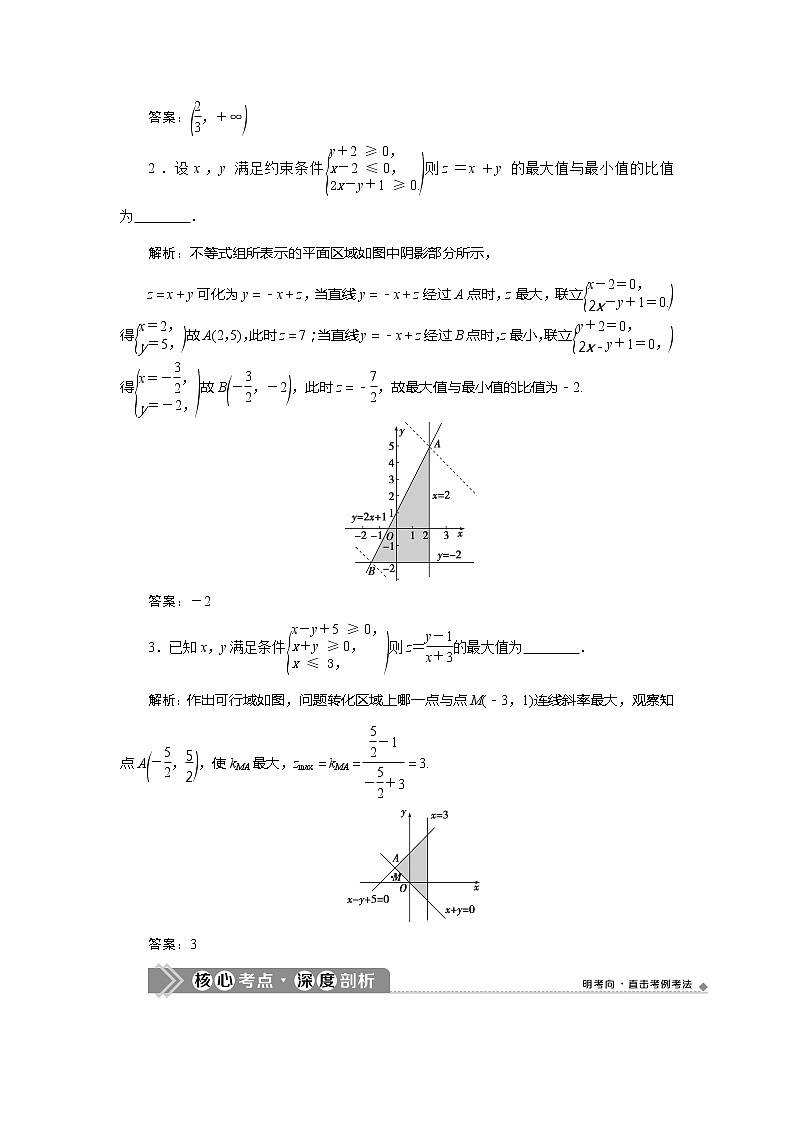 2021版高考文科数学(北师大版)一轮复习教师用书:第七章 第3讲 二元一次不等式(组)及简单的线性规划问题03
