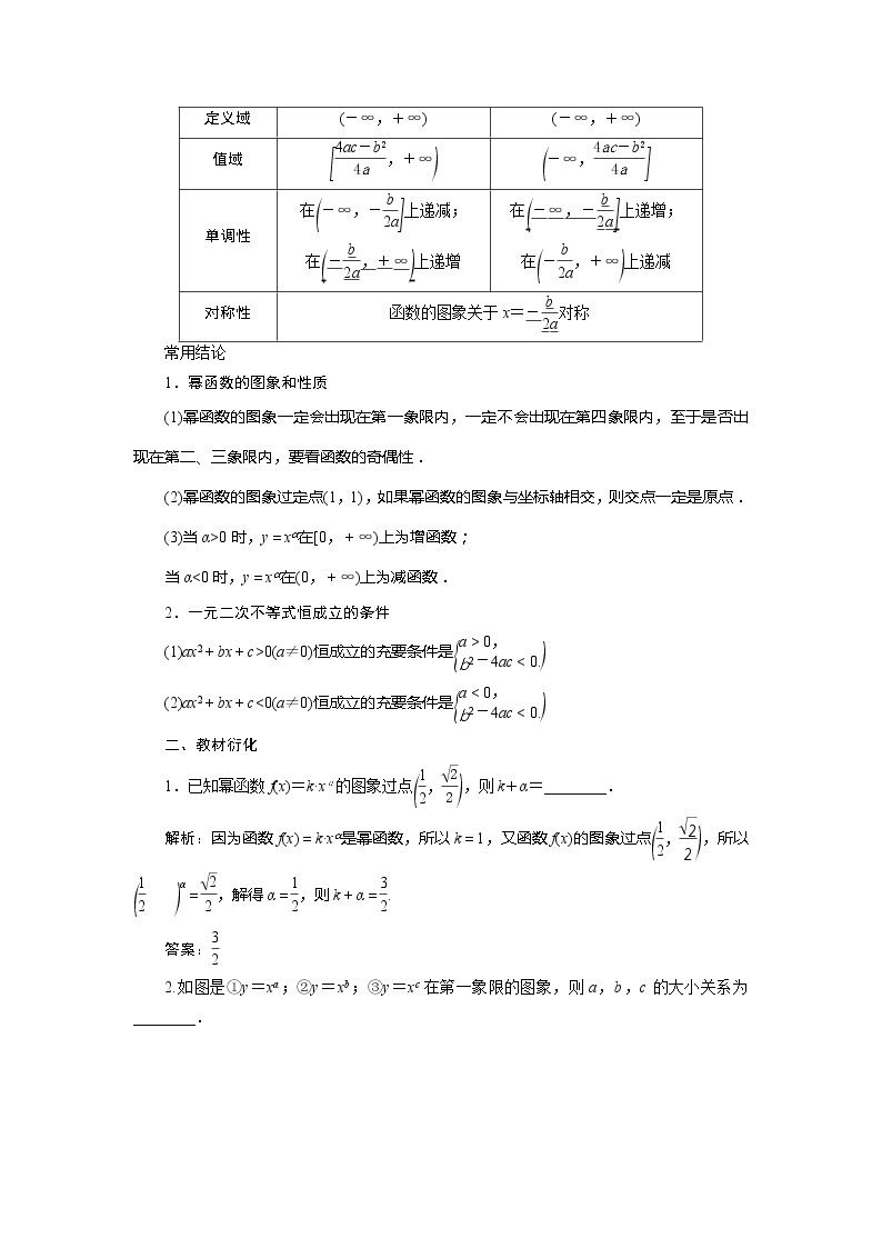 2021版高考理科数学（北师大版）一轮复习教师用书：第二章　第4讲　二次函数与幂函数02