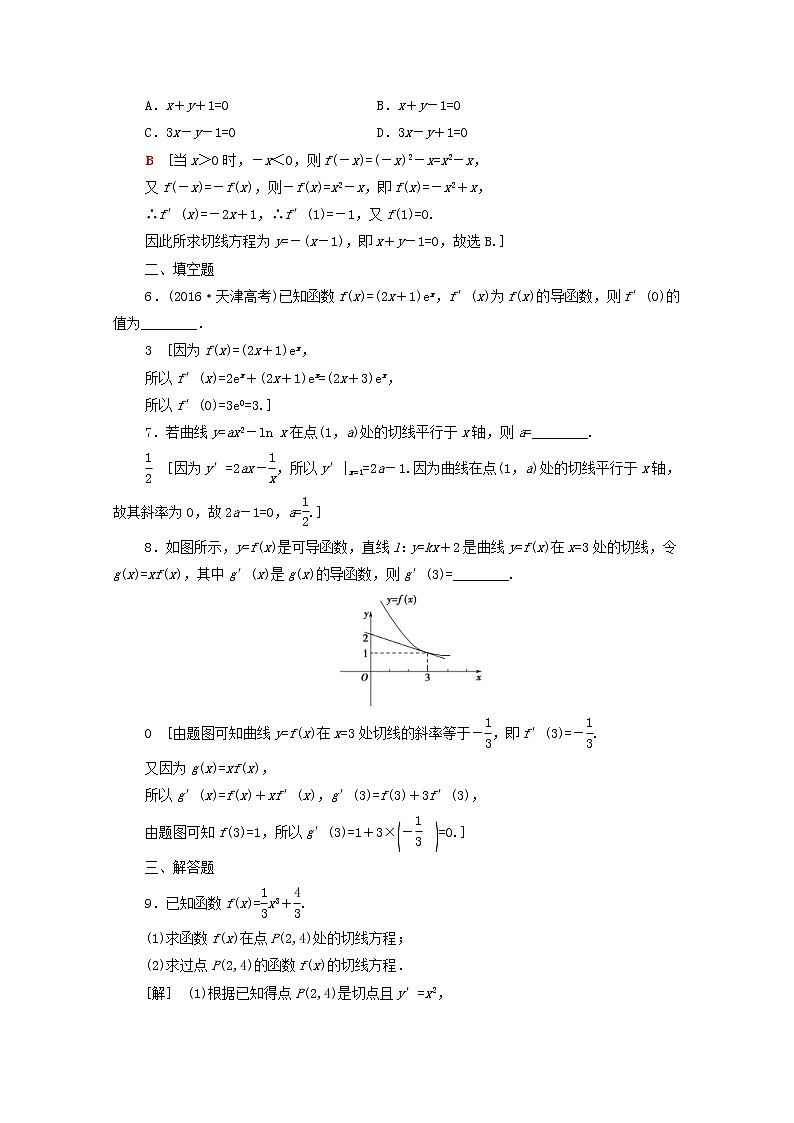 2020版高考数学一轮复习课后限时集训13《变化率与导数导数的计算》文数(含解析)北师大版 试卷02