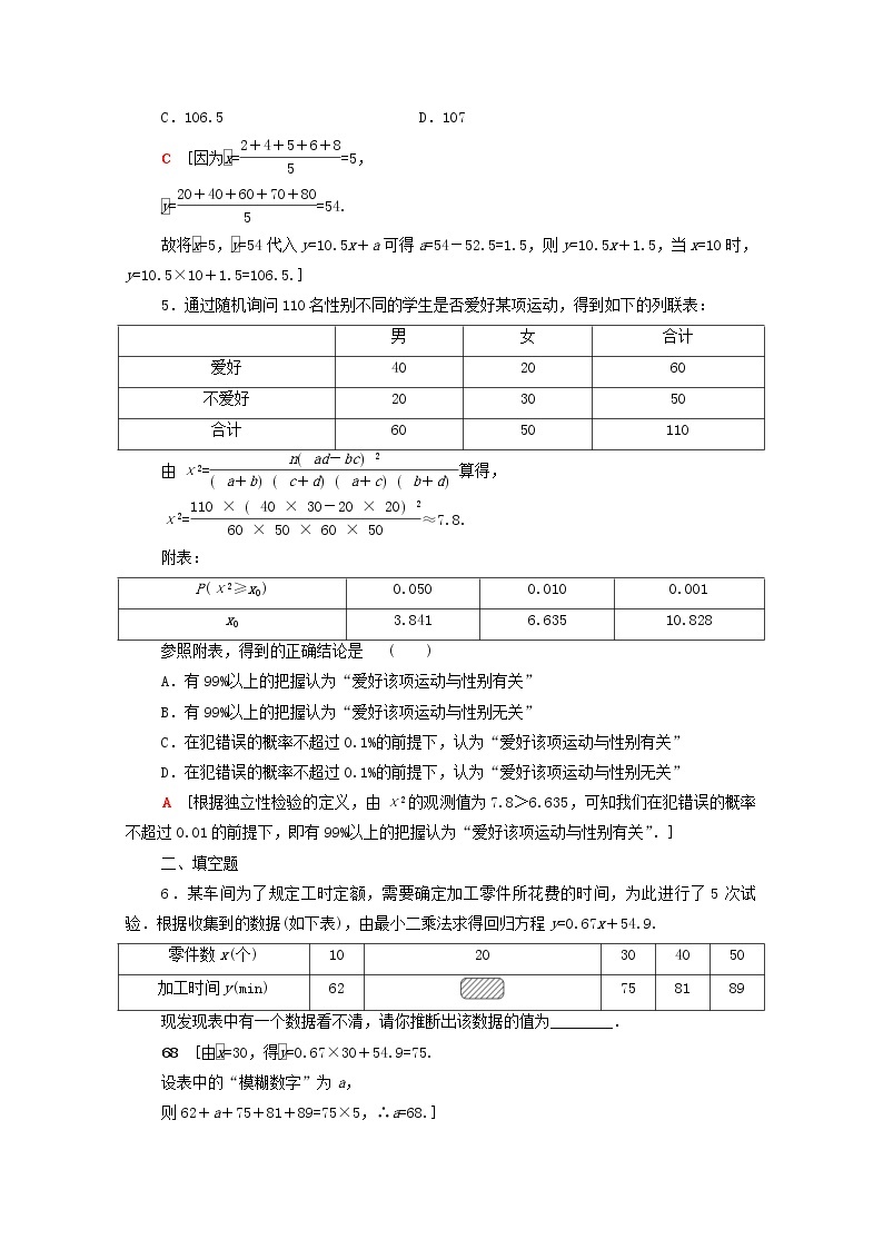 2020版高考数学一轮复习课后限时集训55《变量间的相关关系统计案例》文数（含解析）北师大版 试卷02