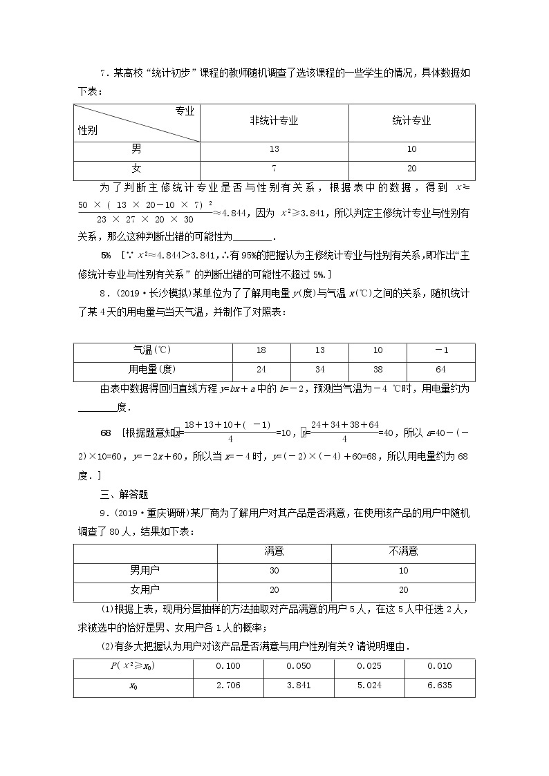 2020版高考数学一轮复习课后限时集训55《变量间的相关关系统计案例》文数（含解析）北师大版 试卷03