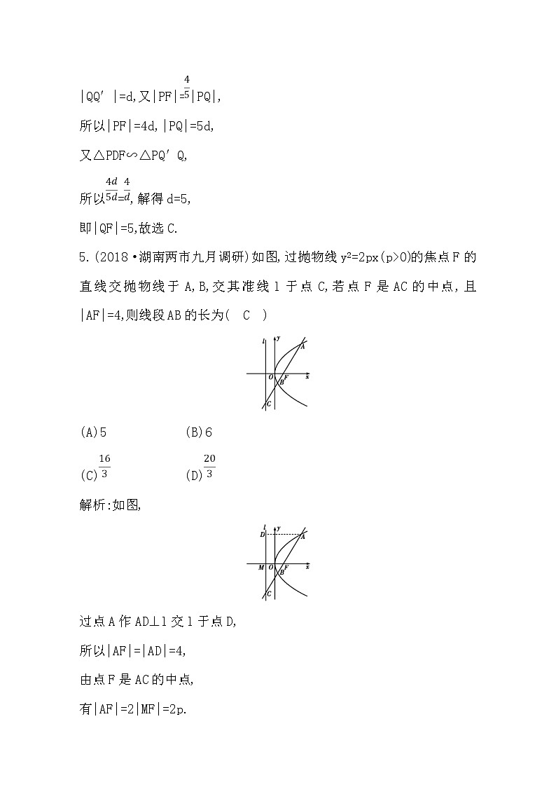 (导与练)2020版高考数学一轮复习(文数)习题:第8篇 第6节 抛物线(含解析)03