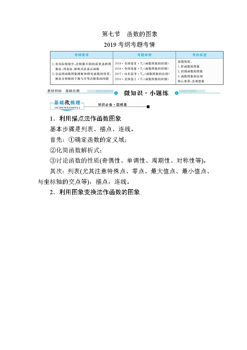 2020版《微点教程》高考人教A版理科数学一轮复习文档:第二章第七节 函数的图象 学案01