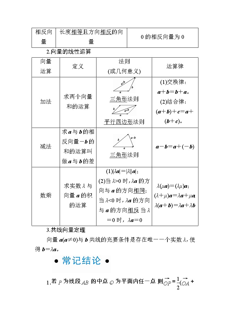 2020版《微点教程》高考人教A版理科数学一轮复习文档:第四章第一节 平面向量的概念及其线性运算 学案02