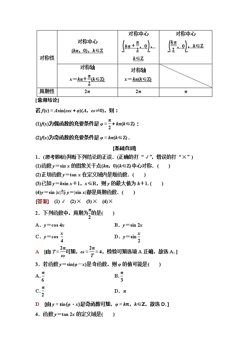 2020版新一线高考理科数学(人教A版)一轮复习教学案:第3章第3节 三角函数的图象与性质02