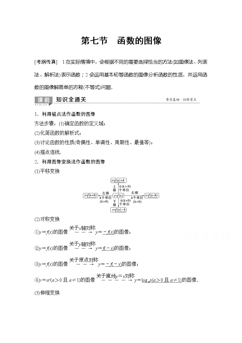 2020版新一线高考理科数学（北师大版）一轮复习教学案：第2章第7节函数的图像01