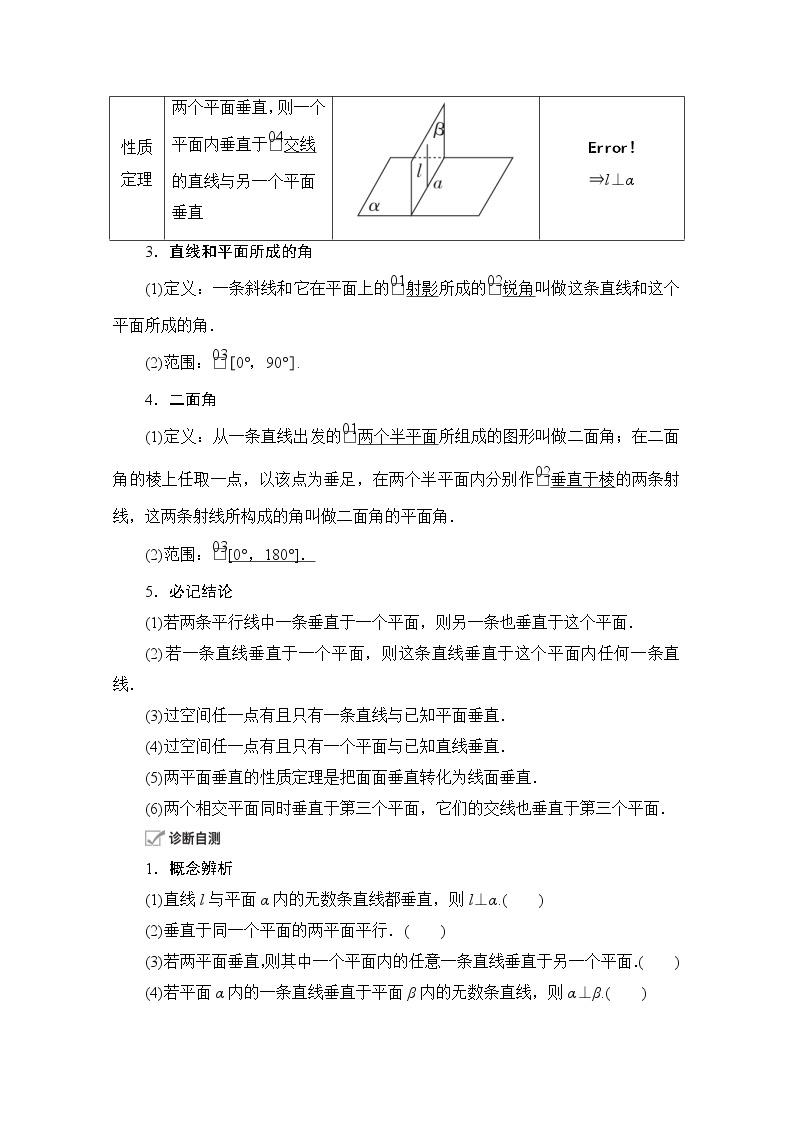 2021届高考数学人教版一轮创新教学案：第7章第5讲　直线、平面垂直的判定与性质02