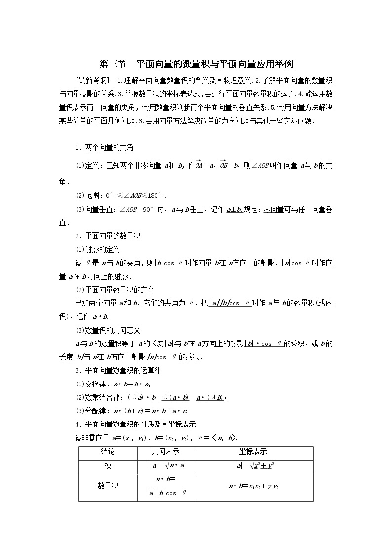 2021届高考数学（文）一轮复习学案：平面向量、数系的扩充与复数的引入第3节平面向量的数量积与平面向量应用举例01