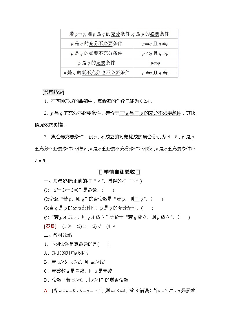 2021版新高考数学(文科)一轮复习教师用书:第1章第2节 命题及其关系、充分条件与必要条件02
