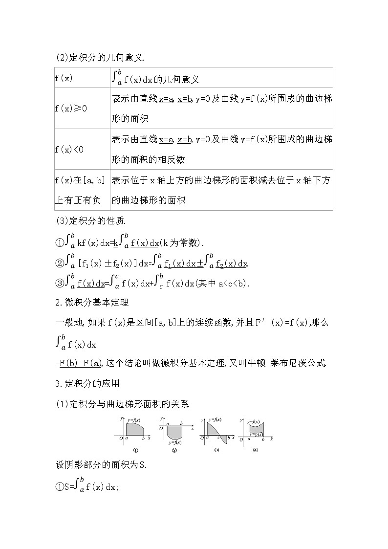 2021版高考理科数学人教通用版大一轮复习基础自查学案:2.12 定积分的概念与微积分基本定理、定积分的简单应用02