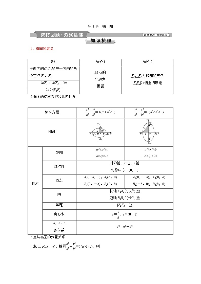 2019版高考数学（理）一轮精选教师用书人教通用：第9章5第5讲　椭　圆01