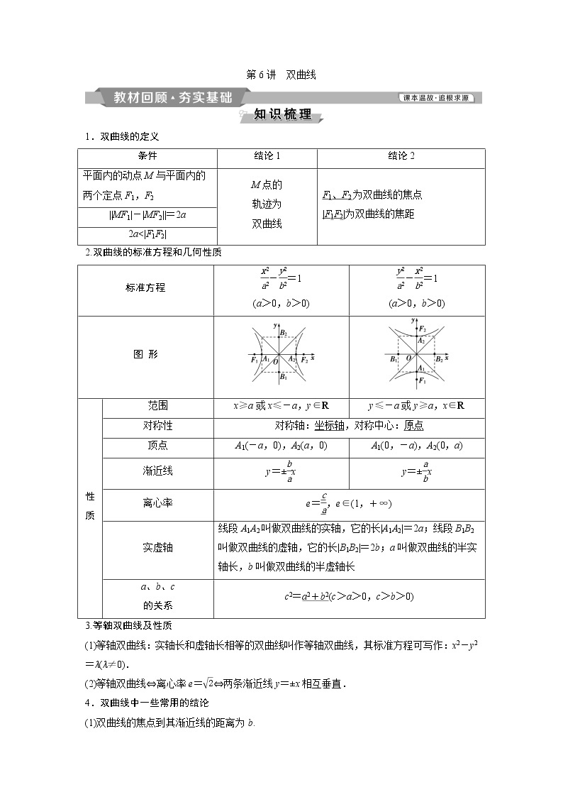 2019版高考数学（理）一轮精选教师用书人教通用：第9章6第6讲　双曲线01