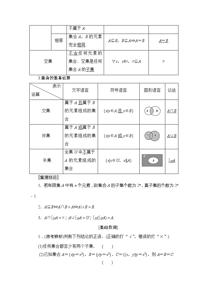 2020版新一线高考理科数学一轮复习教学案:第1章第1节 集 合02
