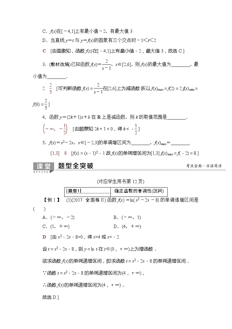 2020版新一线高考理科数学一轮复习教学案:第2章第2节 函数的单调性与最值03