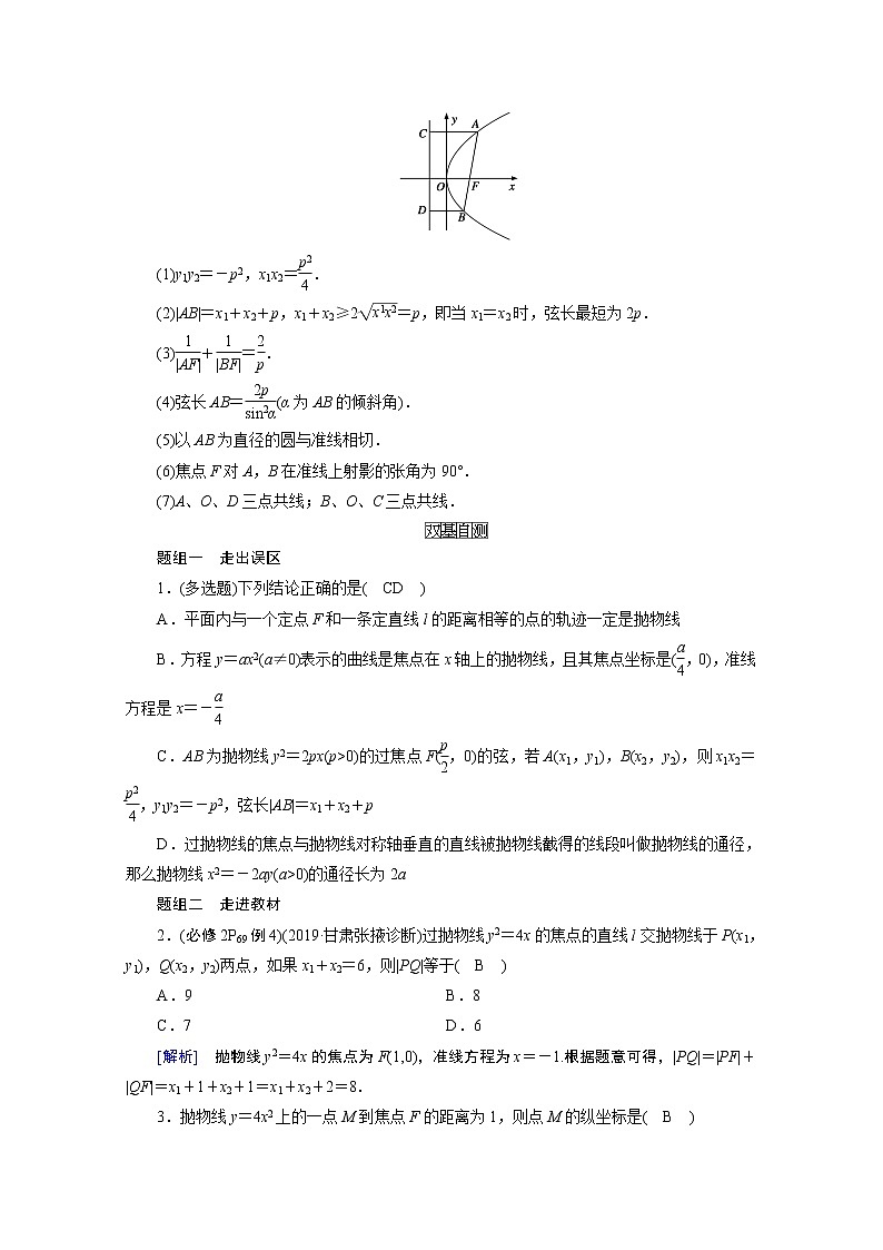 2021版新高考数学(山东专用)一轮学案:第八章第七讲 抛物线02