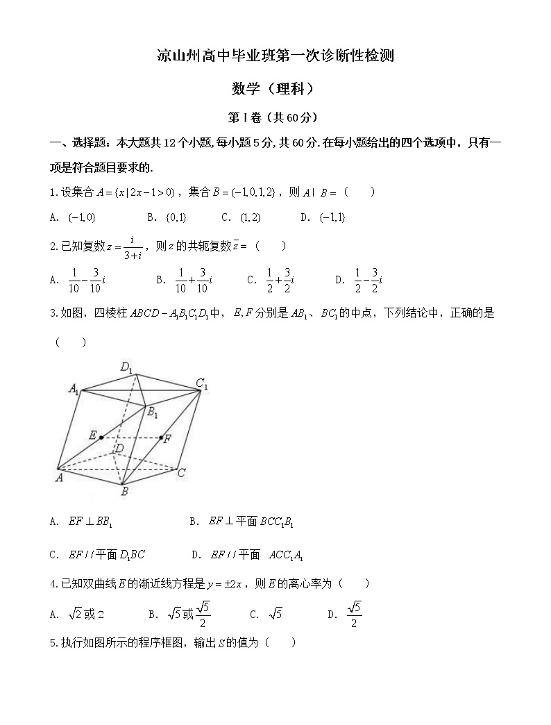 四川省涼山州高三第一次診斷性檢測數學(理)試題附答案01