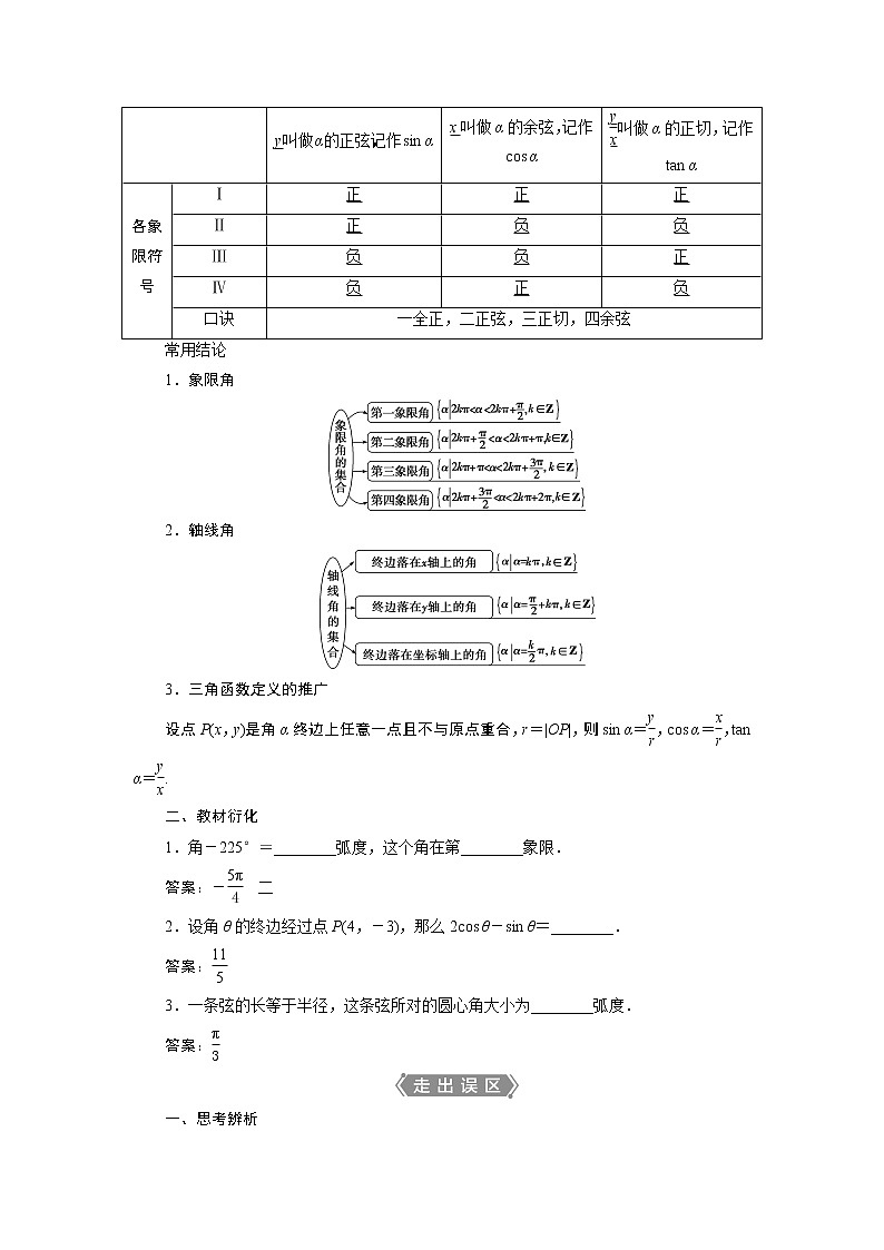 2021版新高考地区高考数学(人教版)大一轮复习 第5章 第1讲 任意角和弧度制及任意角的三角函数第2页
