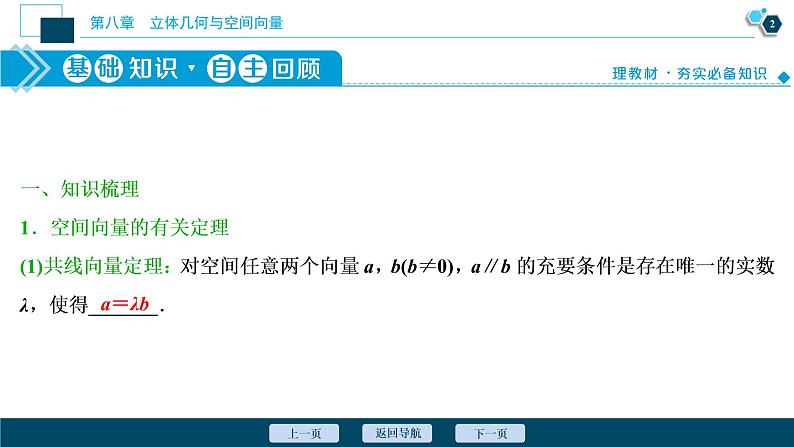 2021版新高考地区高考数学(人教版)大一轮复习(课件+学案+高效演练分层突破)第08章 第5讲 空间向量及其运算03