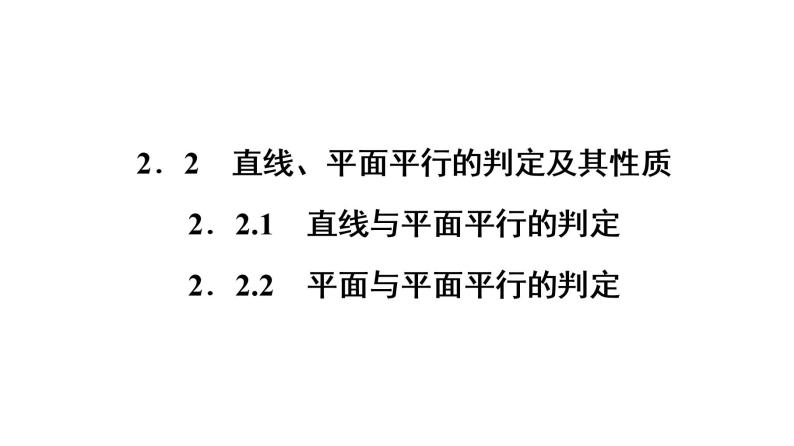 高一数学人教A版必修二 课件 第二章　点、直线、平面之间的位置关系 2.2.2 课件（共37 张PPT）01