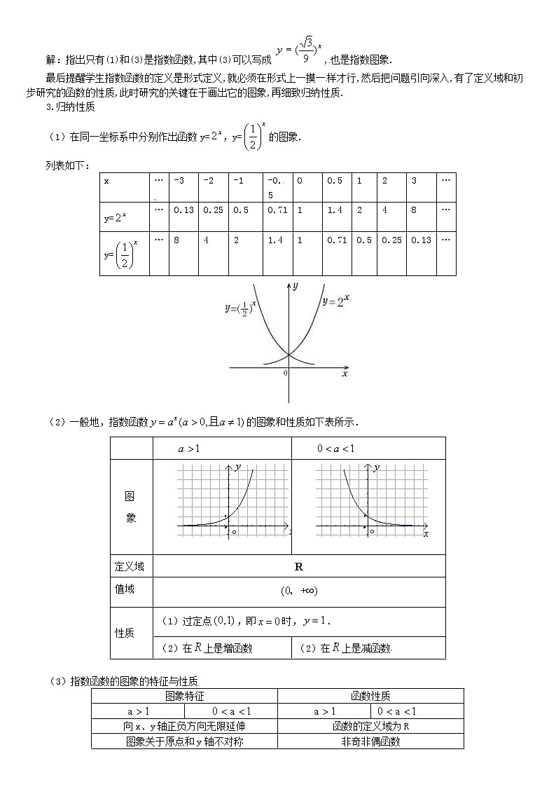 人教A版高中数学2-1-2指数函数(1)教案新人教版必修1第2页