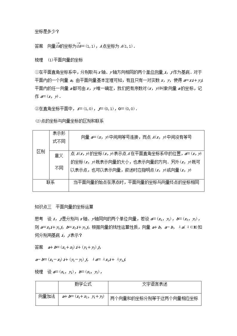 高中数学 必修4平面向量2.3 2.3.3平面向量的正交分解及坐标表示平面向量的坐标运算学案02