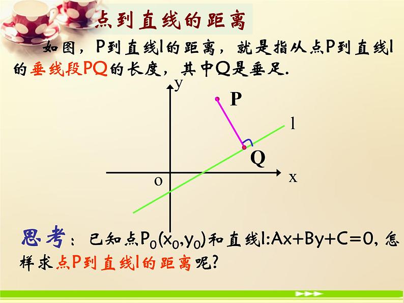 高中数学第二章 点、直线、平面之间的位置关系 3.3.1点到直线的距离课件2 新人教A版必修202