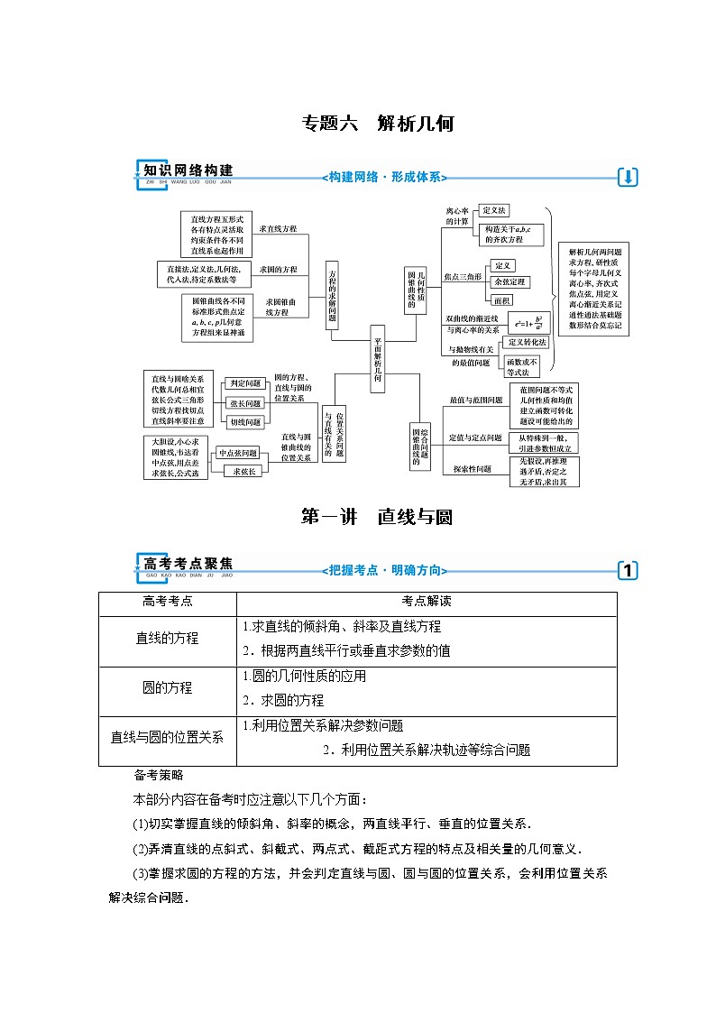 第一讲 直线与圆 学案01