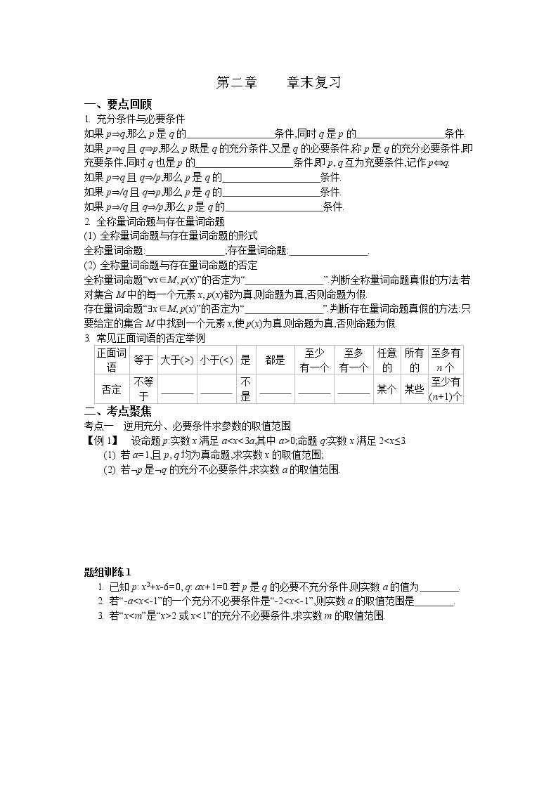 2020-2021学年第一学期高中数学新教材（必修第一册苏教版）第二章章末复习新学案（无答案）01