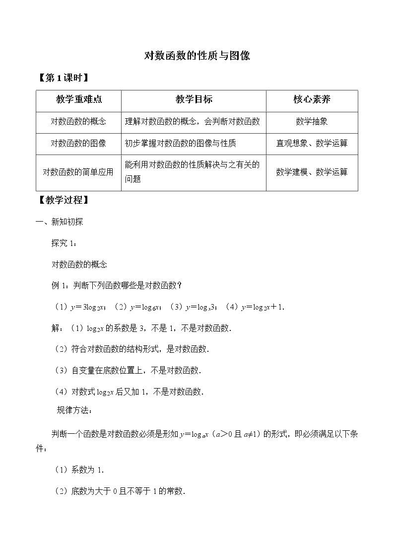 第四章 指数函数、对数函数与幂函数 4.2.3对数函数的性质与图像 （课件PPT+教案+学案）01